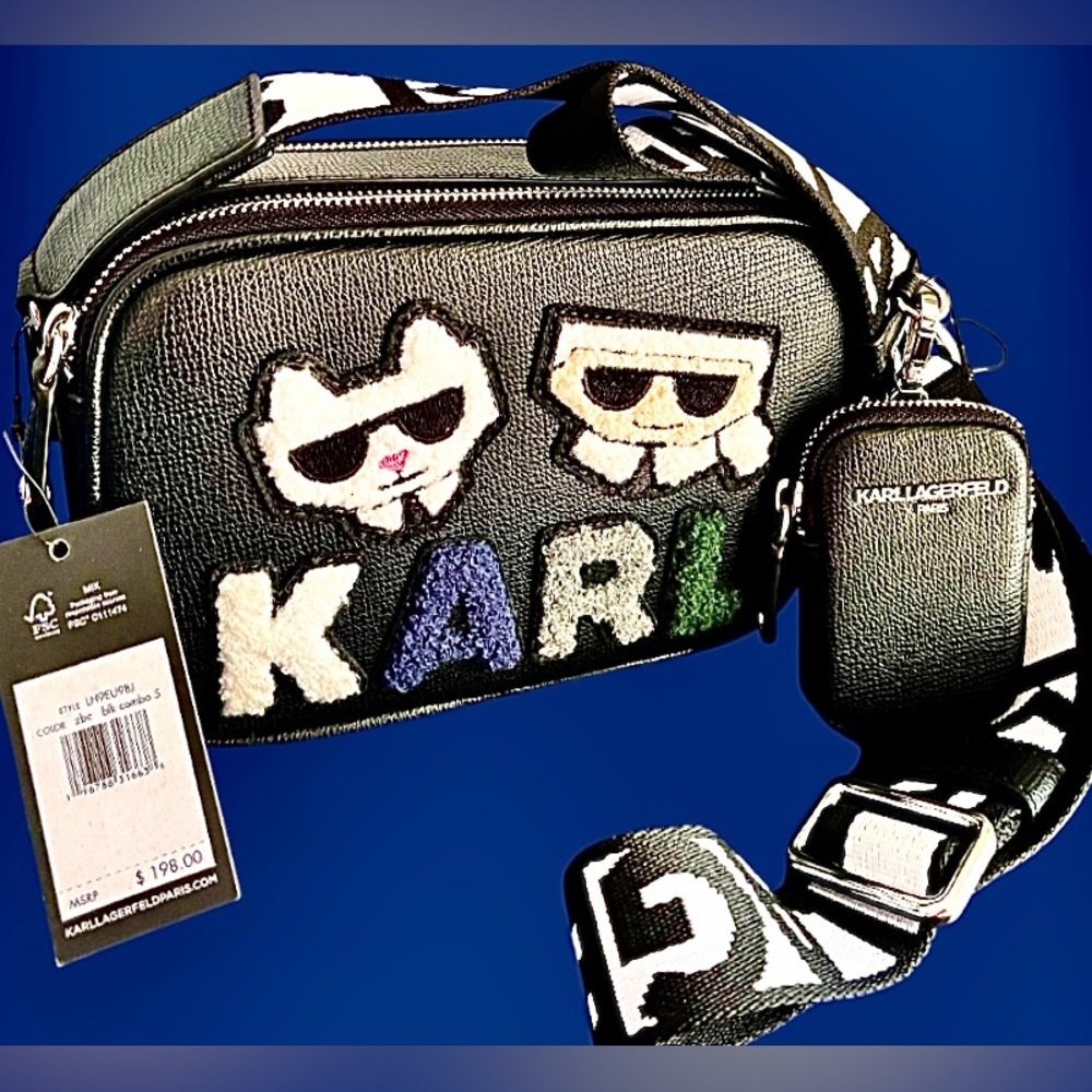 Karl Lagerfeld NWT Crossbody/Shoulder Bag & Card/coin Bag Iconic Karl&Cat/Logo